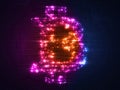 Vector colorful Bitcoin symbol constructed with flowing binary numbers. Bitcoin, blockchain transfer. Computer code Royalty Free Stock Photo