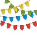 Vector colorful bunting decoration, garland, pennants on a rope for birthday party, carnaval, festival, celebration Royalty Free Stock Photo