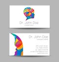 Vector Colorful Business Card Kid Head Modern logo Creative style. Human Child Profile Silhouette Design concept for