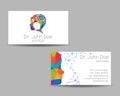 Vector Colorful Business Card Kid Head Modern logo Creative style. Human Child Profile Silhouette Design concept for