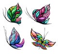 Vector colorful butterfly set with four elements Royalty Free Stock Photo