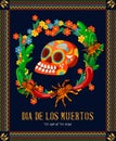 Vector colorful card about Mexico. Dia de los muertos. Day of dead skull. Day of dead