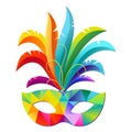 Vector colorful carnival party mask with feathers