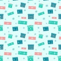 Christmas present boxes. Holiday seamless pattern.