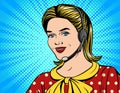 Vector colorful comic style illustration of a beautiful woman in headphones making a call.