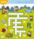 Vector colorful crossword in English about animals