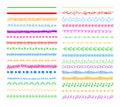 Vector Colorful Doodle Divider Lines, Borders Set Background.