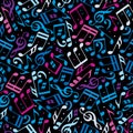 Vector colorful dotted music seamless pattern Royalty Free Stock Photo