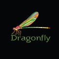 Vector of colorful dragonfly design Amphipterygidae. Royalty Free Stock Photo