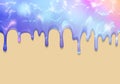 Vector Colorful Dripping Paint Background. Holographic Glaze Texture. Liquid Ice Cream Illustration.
