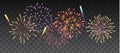 Vector colorful fireworks background - celebration, holidays, anniversary decoration