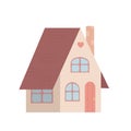 Vector colorful flat illustration of a cute country house isolated from background. Rental and sale of housing. Architectural