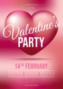 Vector colorful flyer, cover presentation of Valentines party with big heart in pink color