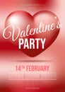Vector colorful flyer, cover presentation of Valentines party with big heart in red color