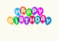 Vector colorful flying balloons and happy birthday text