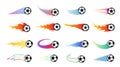 Vector colorful flying football soccer balls