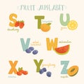 Vector colorful fruit alphabet.