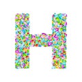 Vector colorful gem stones font, letter H Royalty Free Stock Photo