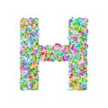 Vector colorful gem stones font, letter H Royalty Free Stock Photo