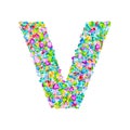 Vector colorful gem stones font, letter V Royalty Free Stock Photo