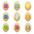 Vector colorful golden amulets with diamonds