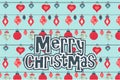 Vector colorful greetings cards for Merry Christmas with balls, tree, flower, garlands, text Royalty Free Stock Photo