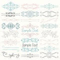 Vector Colorful Hand Drawn Dividers, Frames, Swirls Royalty Free Stock Photo