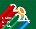 2024 vector colorful Happy New Year poster. Abstract design typography logo. For celebration and season decoration, banner, card Royalty Free Stock Photo