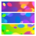 Vector Colorful Horizontal Banners with Bright Shapes. Abstract Blurred Texture for Parties, Celebrations and Carnivals.