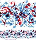 Vector colorful horizontal music canvas, seamless