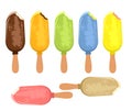 vector colorful icecream popsicles with a bite Royalty Free Stock Photo