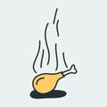 Vector icon of a delicious fried chiken. It represents a concept of cooking and restaurants. Also can be used as a logo