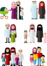 Vector colorful illustration of arab family in national clothes Royalty Free Stock Photo