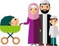 Vector colorful illustration of arab family in national clothes Royalty Free Stock Photo