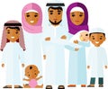 Vector colorful illustration of arab family in national clothes Royalty Free Stock Photo