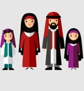 Vector colorful illustration of arab family in national clothes Royalty Free Stock Photo