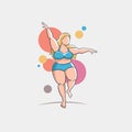 Vector colorful illustration with curvy woman dressed in swimwear. Poster on the theme of beauty and self acceptance. Female carto Royalty Free Stock Photo