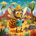 Africanized Bee puzzled reading desert Refrigerator vector Royalty Free Stock Photo