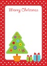 Fabric Christmas tree red frame Royalty Free Stock Photo