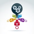 Vector colorful illustration of gears, business strategy concept