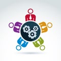 Vector colorful illustration of gears, enterprise system theme,