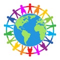 Vector colorful illustration of people around the world Royalty Free Stock Photo