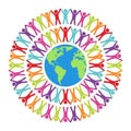 Vector colorful illustration of people around the world Royalty Free Stock Photo