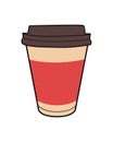 Vector illustration of take-out coffee cup. Vintage icon for drink and beverage menu or cafe design