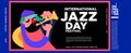 Vector colorful international jazz day poster and banner