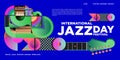 Vector colorful international jazz day poster and banner