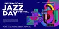 Vector colorful international jazz day poster and banner