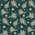 Vector colorful natural seamless pattern with chamomile flowers