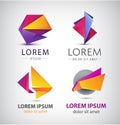 Vector colorful origami icon set. Design elements