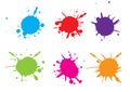 Vector Colorful paint splatter.Paint splash set.Vector illustration. blue red green pink orange colour Royalty Free Stock Photo
